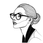 large black horn-rimmed semi-rounded glasses image